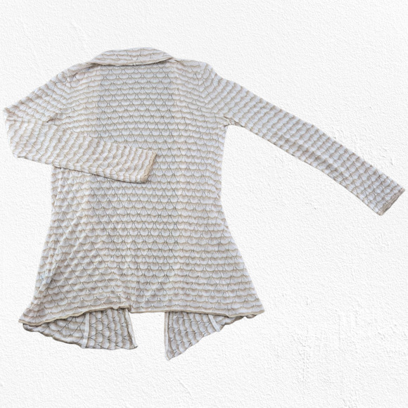 J.McLaughlin Beige Open Front Knit Cardigan Diamond Knit Sweater Size Small - Picture 10 of 10